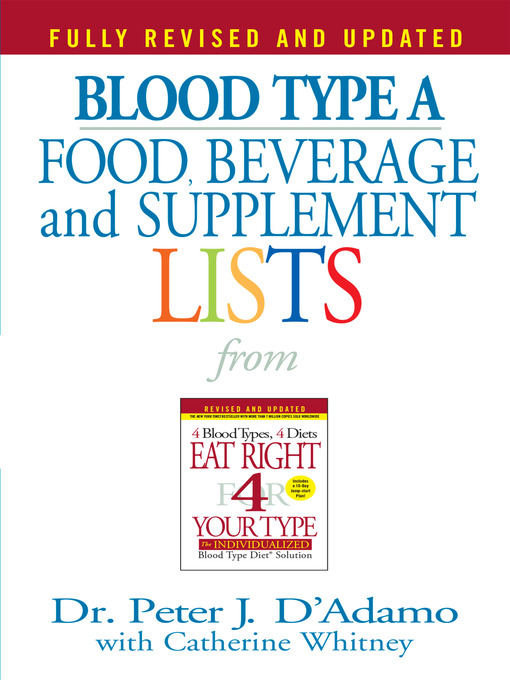 Title details for Blood Type A Food, Beverage and Supplemental Lists by Dr. Peter J. D'Adamo - Available